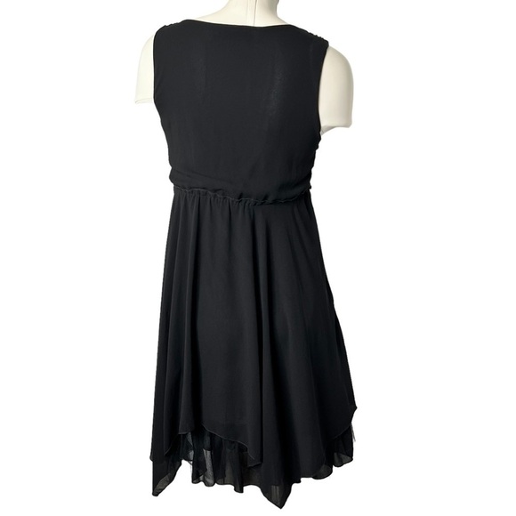 SECOND SKIN NYC Black Floral Sleeveless Asymmetrical Midi Dress Size M - Picture 4 of 16